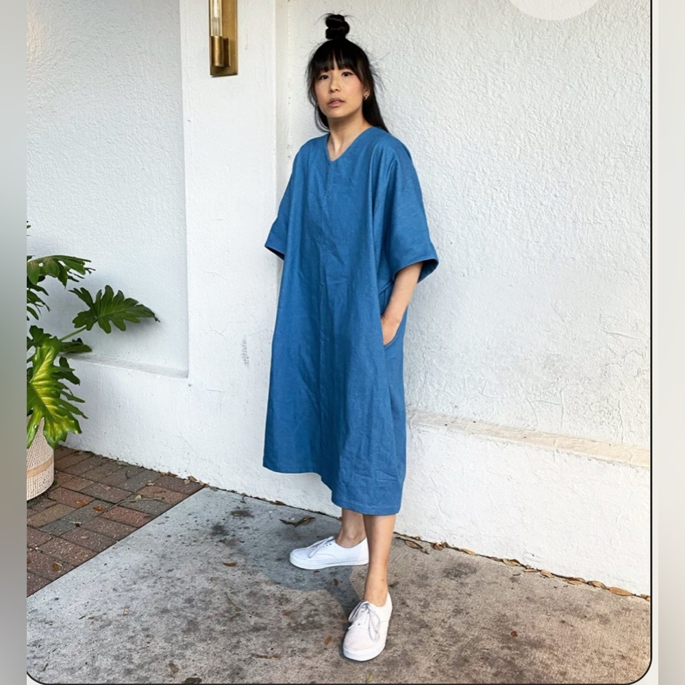 Lauren Winter Denim Caftan Dress One Size